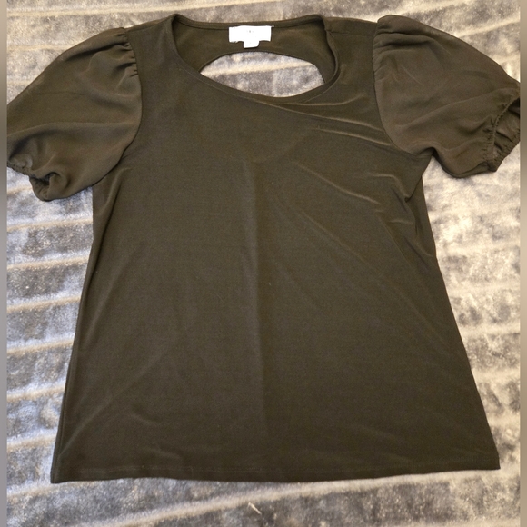 CeCe Tops - Elegant Black Puff Sleeve Top